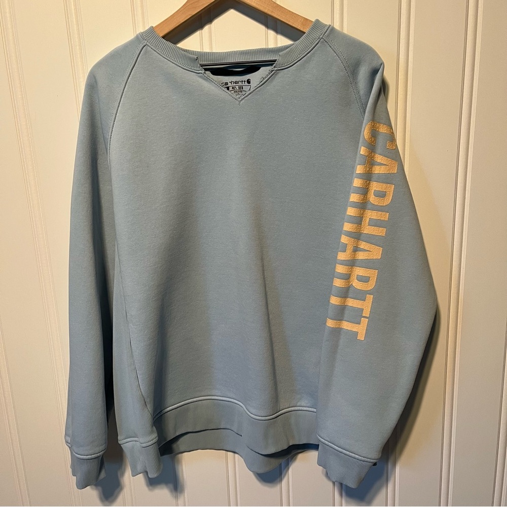 Carhartt Blue Sweatshirt with Gold Logo